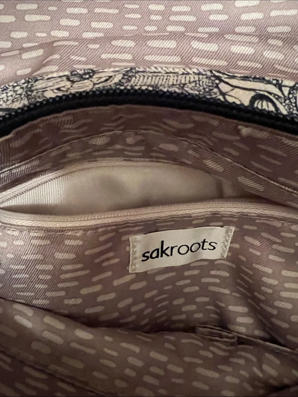 Sakroots Navy & White Floral Doodle Flap Backpack